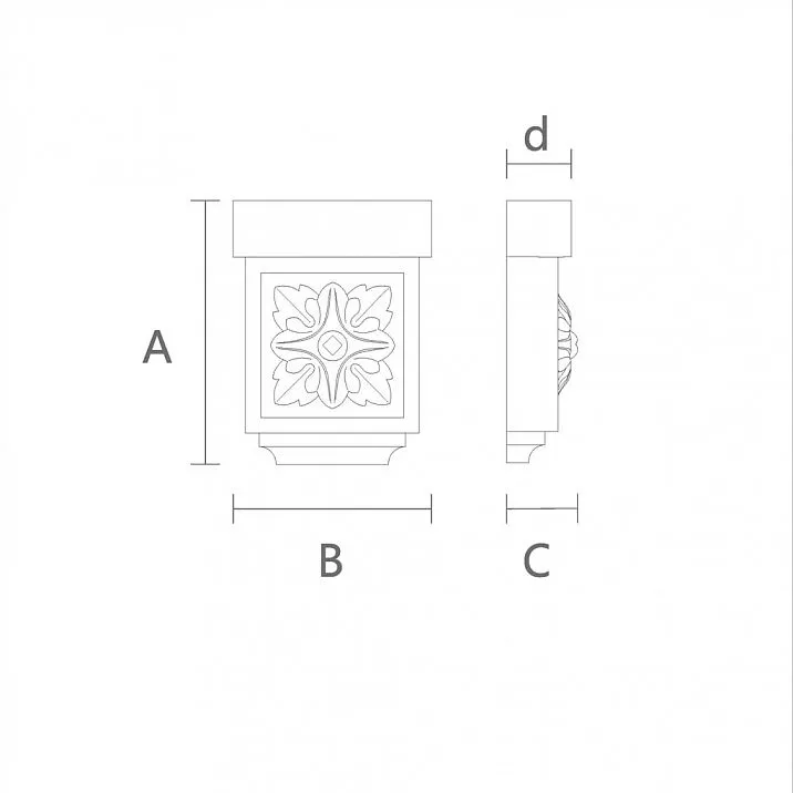 Decorative bracket KR-045 for a drawing board shelf