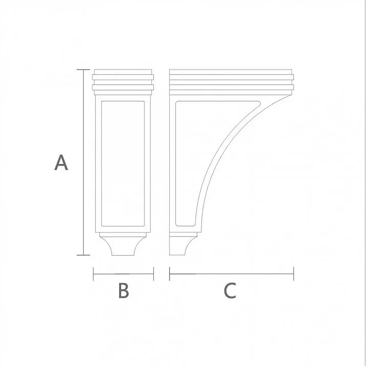 Smooth wooden bracket drawing