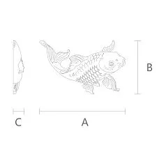 Beech inlay in the shape of a fish N-483L drawing