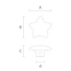 Solid wood star handle - Star HL-044M handle drawing