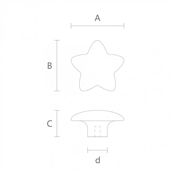 Solid wood star handle - Star HL-044M handle drawing