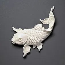 Carved polyurethane overlay NPU-483R by STAVROS in the form of a three-dimensional fish figure with expressive detailing for interior, right