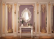 Carved decorative wooden element with floral carving in interior