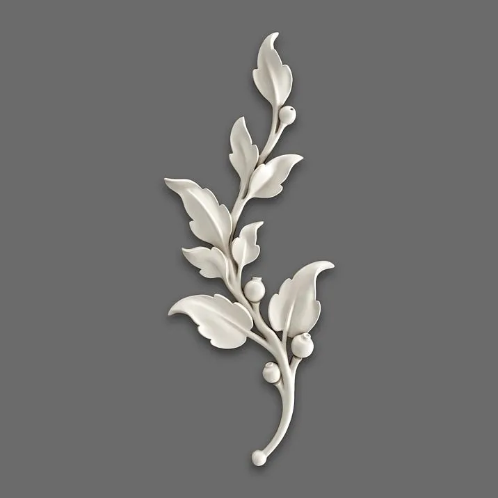 Relief decoration NPU-472R: elegant branch with leaves made of polyurethane. Room decoration