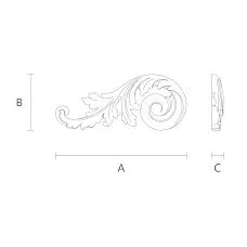 Wooden decorative element for interior design drawing