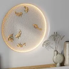 Carved applique N-486 from solid oak and beech in fish shape for interior finishing