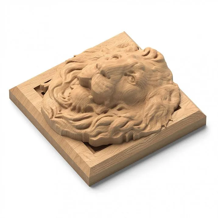 Carved lion mask as an artwork