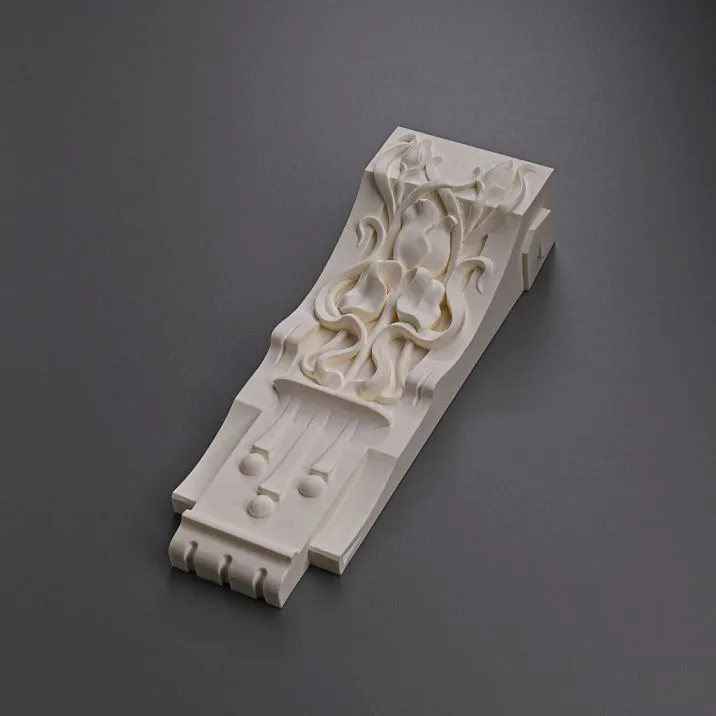 Carved polyurethane bracket KRPU-053, side view of decoration, for wall molding photo