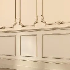 Wall decoration with carved overlays - decorative corner element MLD-4U-2L in interior