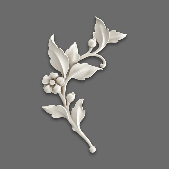 NPU-471L ornamental decoration: a branch with a flower and leaves made of polyurethane
