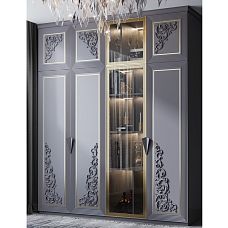 Wooden carved inlay N-441L on cabinet facade in interior