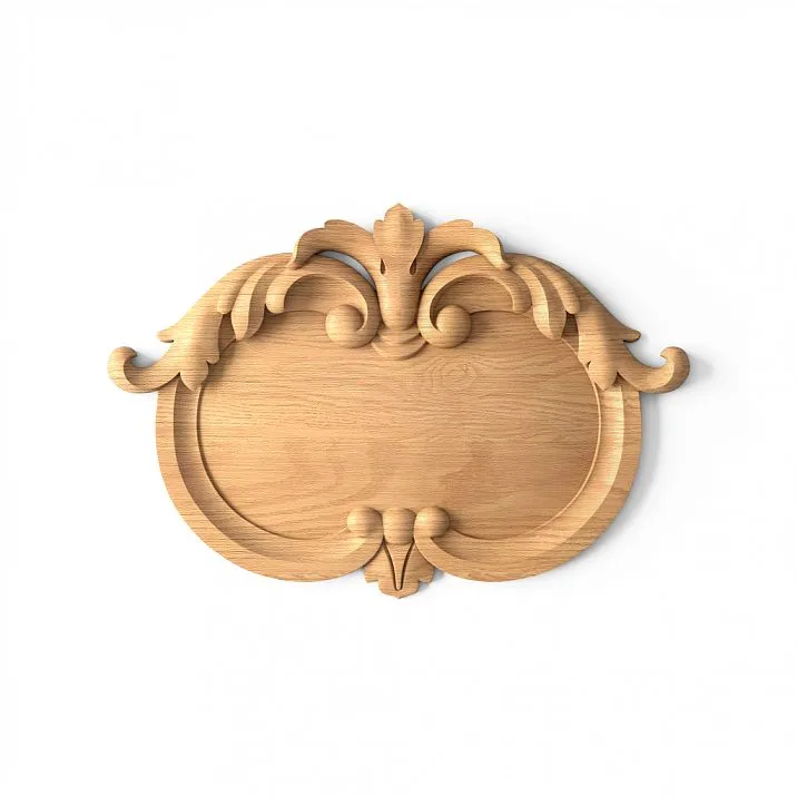 Strict carved wooden inlay from solid oak or beech N-314