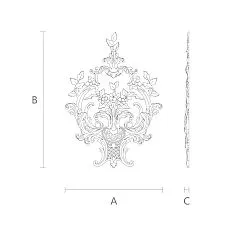 Schematic illustration of the dimensions of NPU-464 molding decoration for mounting on walls or ceilings