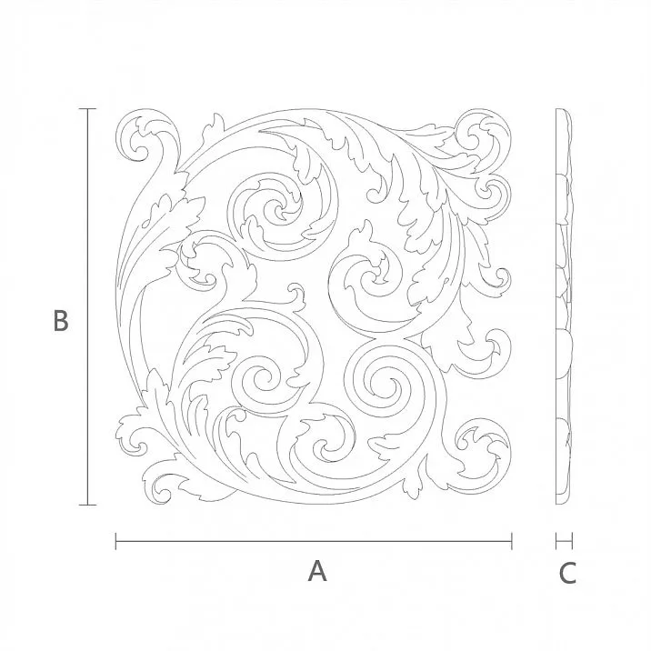 Wooden inlay with carved decoration - buy wooden carved decor in Moscow, drawing