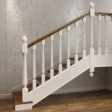 Newel Cap for Post L-023 &mdash; white wooden staircase photo