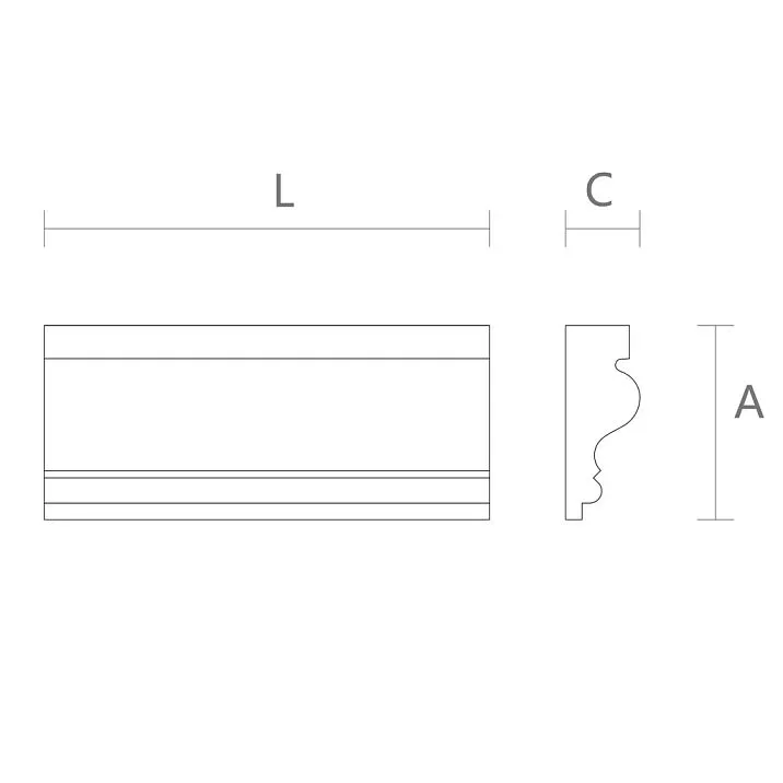 Schematic illustration of dimensions and stepped profile of molding MLD-055
