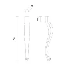 Wooden legs with drawing for curved table