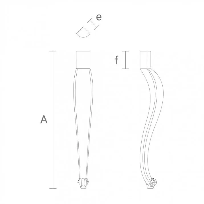 Wooden legs with drawing for curved table