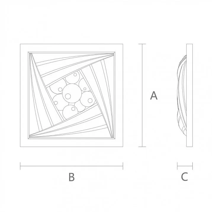 Carved Rosette R-066 in Eclectic Style Drawing