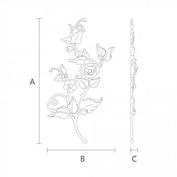 Резная накладка N-467L из дерева с растительным орнаментом на фоне белого фасада мебели