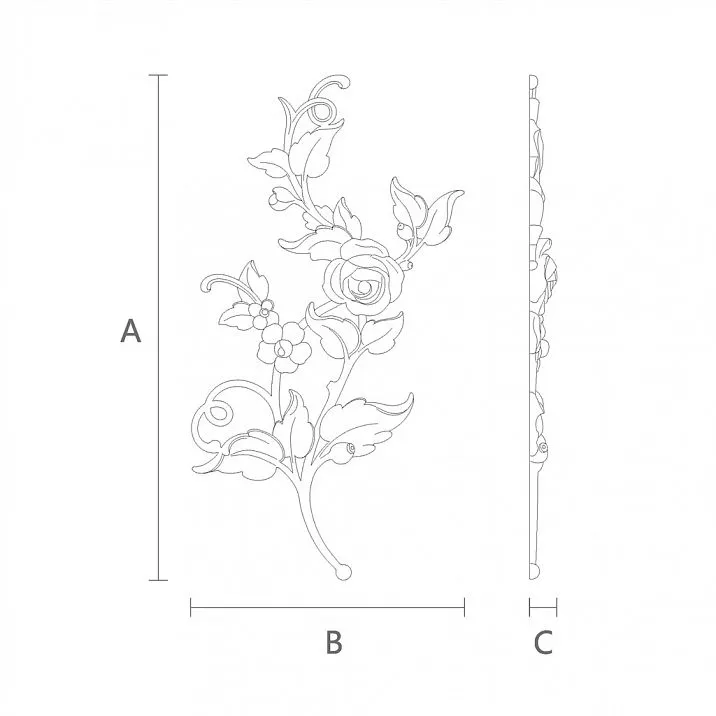 Carved Wooden Inlay N-467L - Drawing