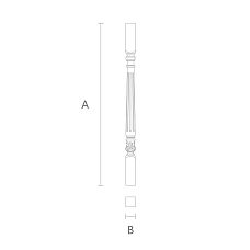 Wooden stair baluster L-111 with relief carving pattern drawing