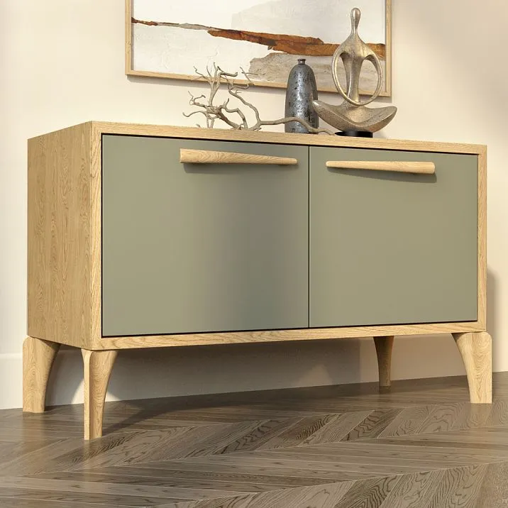 Modern furniture leg from beech and oak MN-232 application for nightstand in interior