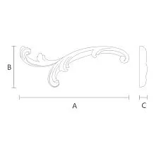 Wooden decorative overlay with carved pattern of leaves, flowers, and scrolls - drawing
