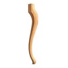 Curved wooden table leg with wood carving