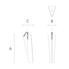 Drawing of beveled wooden leg