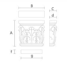 Drawing of carved capital KL-001 from solid wood