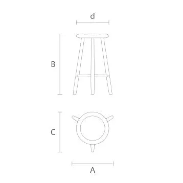 Half-bar stool TBR-005 from natural beech of Prestige series, dimensions 445&times;650&times;430&times;350 mm