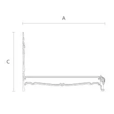 Drawing of carved bed frame KRVT-001-1-1 made of solid wood