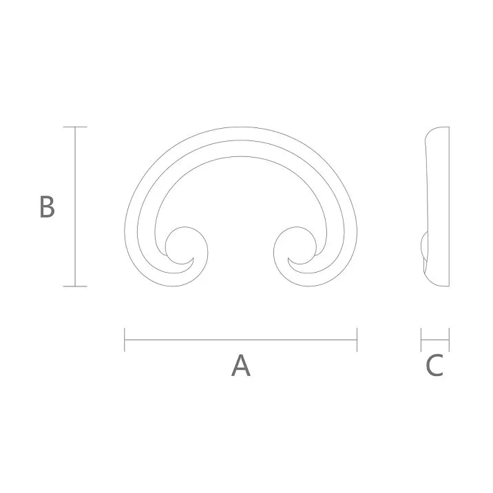 Decorative molding NPU-309 drawing with height, width, and thickness specifications for various design projects