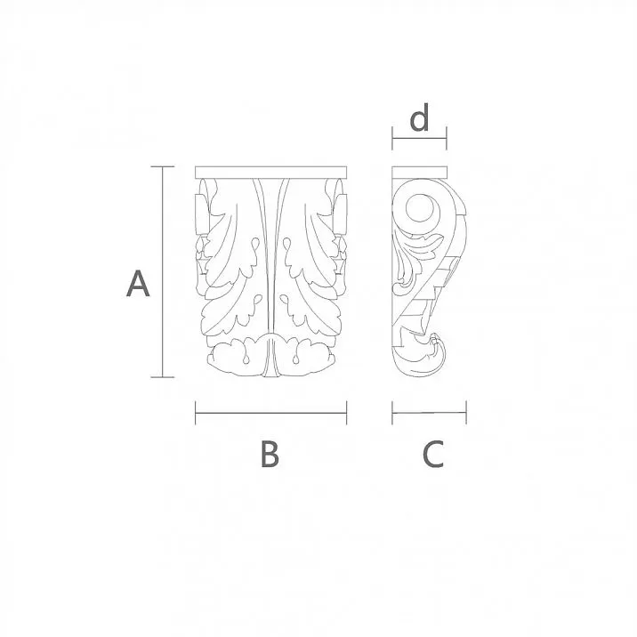 Shelf support with unique carved pattern drawing