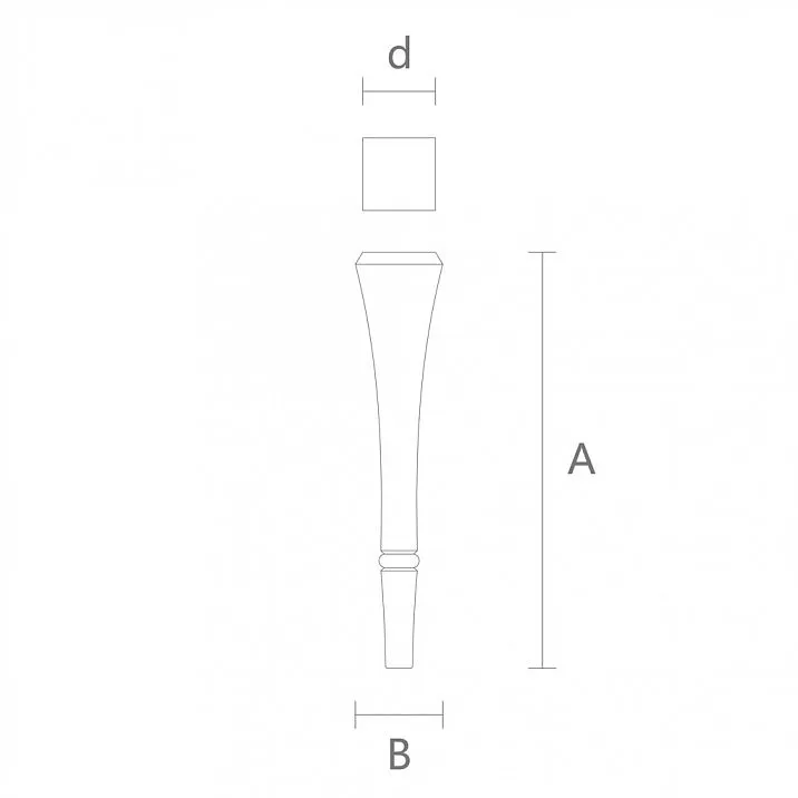 Drawing of legs made of wood, for coffee table