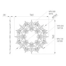 Molding decoration CPU-070 from polyurethane for wall and ceiling moldings, kit composition