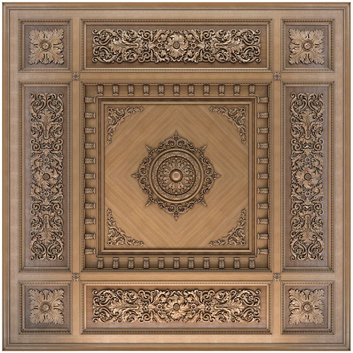 Wooden decor for ceiling, interior photo