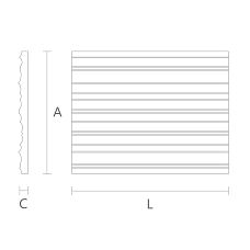 Wooden molding MLD-049 with dimensions A&times;C&times;L and relief pattern