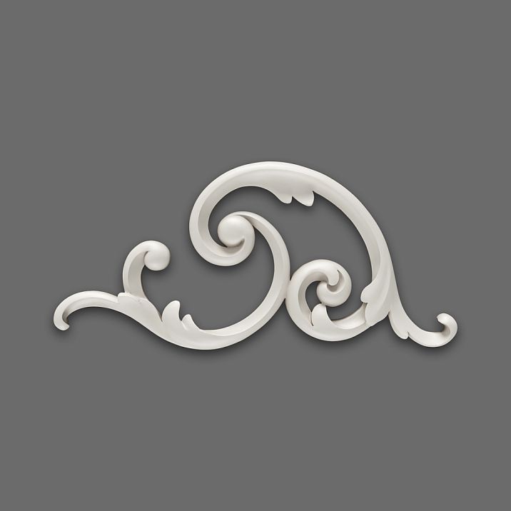 Molded decoration NPU-298R &mdash; elegant corner made of polyurethane on a gray background