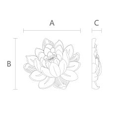 Technical drawing: "Drawing of relief decoration NPU-491: dimensions A (width), B (height), and C (thickness)