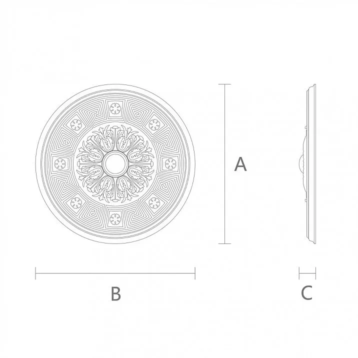 Decorative Rosette R-050 with Floral Ornament - Drawing