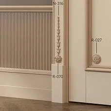 Wooden Flower-Shaped Rosette R-070 in Interior