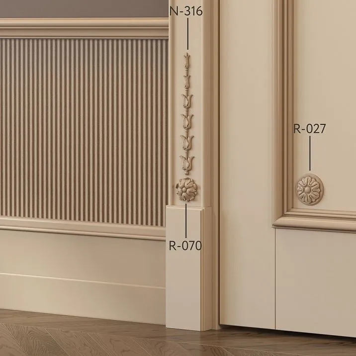 Wooden Flower-Shaped Rosette R-070 in Interior