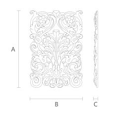Wall, ceiling, door, furniture decoration overlay N-060-2 made of wood, carved, drawing