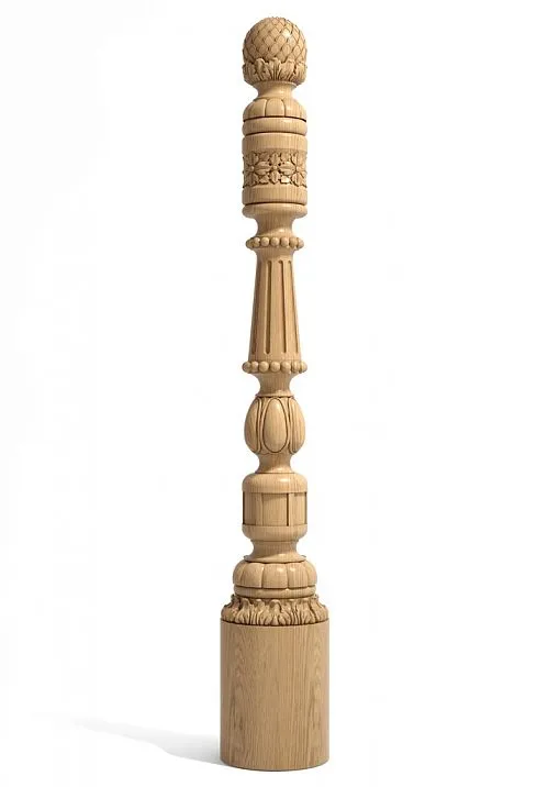Carved wooden post for staircase