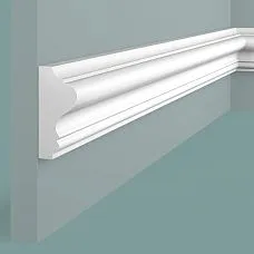 Wall molding LD60 from white Hi Wood polystyrene, wide with rich multi-level relief 60x28x2000 mm