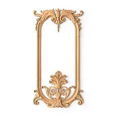 Carved decorative wooden element in the shape of a branch with a flower