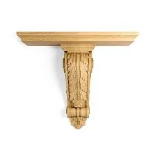 Carved shelf PKR-012.1 made of solid oak or beech in classic style.