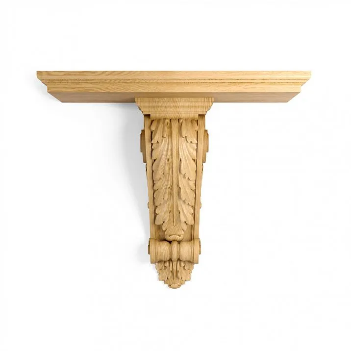 Carved shelf PKR-012.1 made of solid oak or beech in classic style.